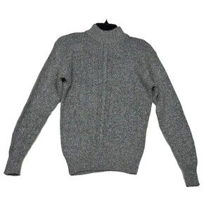 Vintage Crystal Kobe Womens Sweater Medium Gray Silk Angora Blend Silver Thread